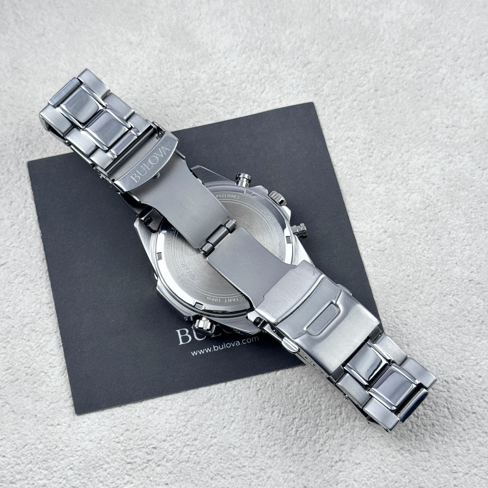 Bulova Marine Star 96B256 Blue Dial Stainless Steel Quartz Men’s Watch 43MM