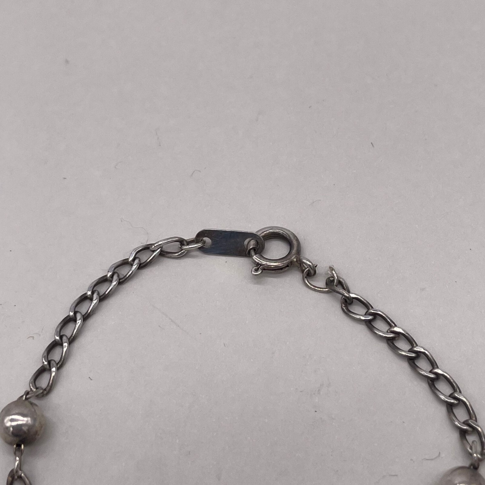 925 Sterling Silver Beaded Spacers Chain Bracelet Casual College Work Minimalist