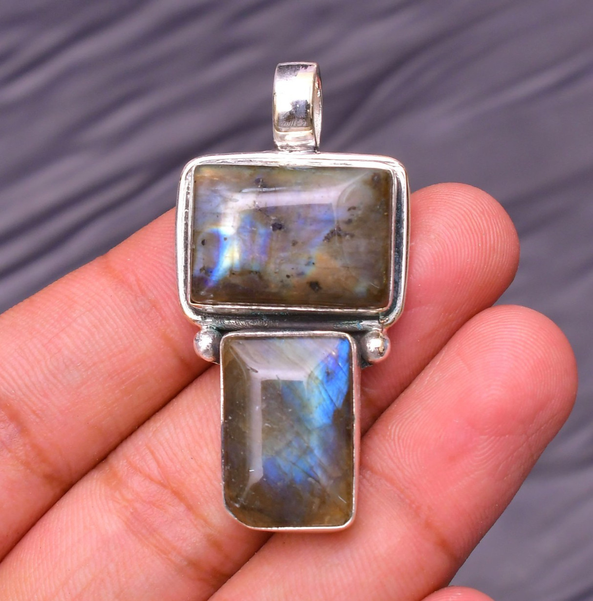 Labradorite Gemstone 925 Sterling Silver Jewelry Pendant 1.77″