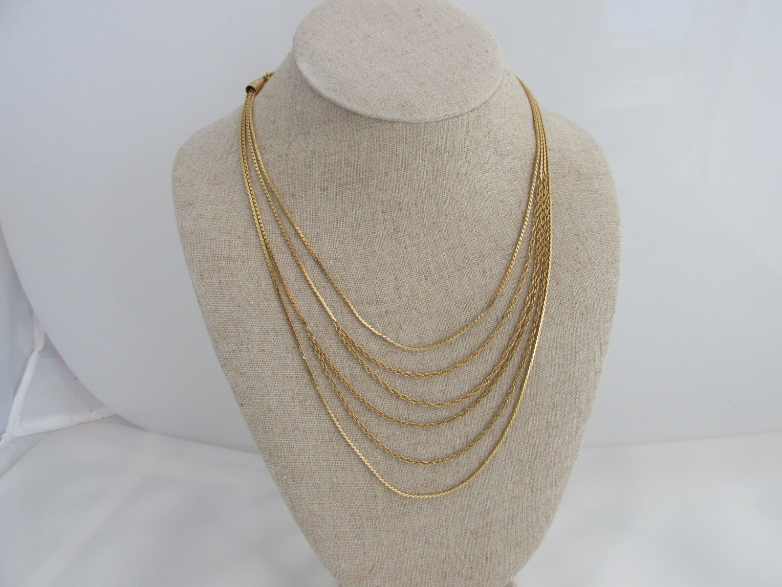 Monet Gold Multi Layered Necklace Estate Find Statement Piece Signed 16″ to 24″