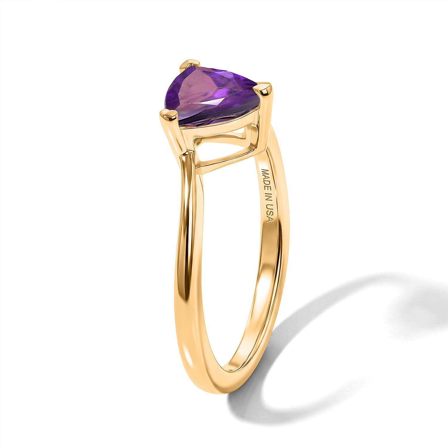 Amethyst 1.00 ctw Ring in 18K Yellow Gold Over Sterling Silver Size 9.0