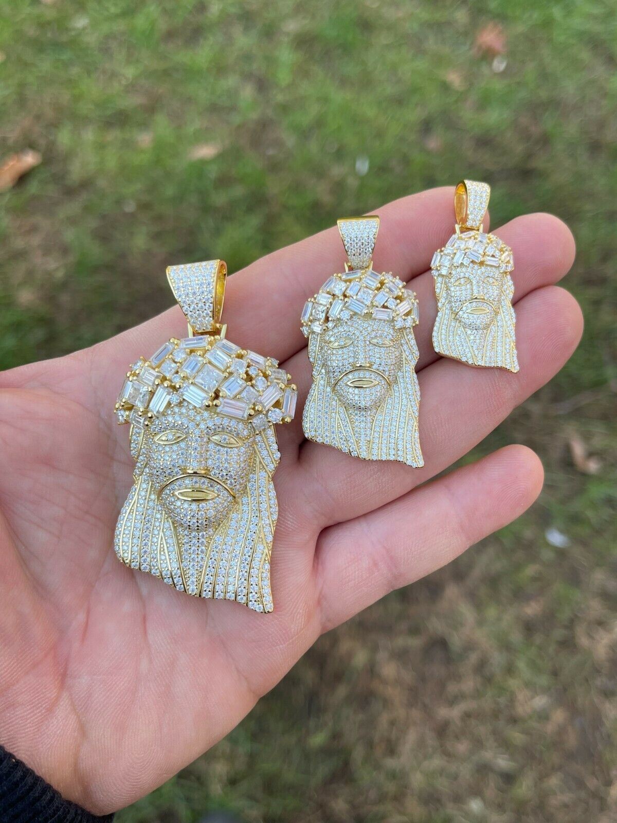 Iced Baguette MOISSANITE Gold Plated Jesus Piece Pendant Passes Test Out Hip Hop