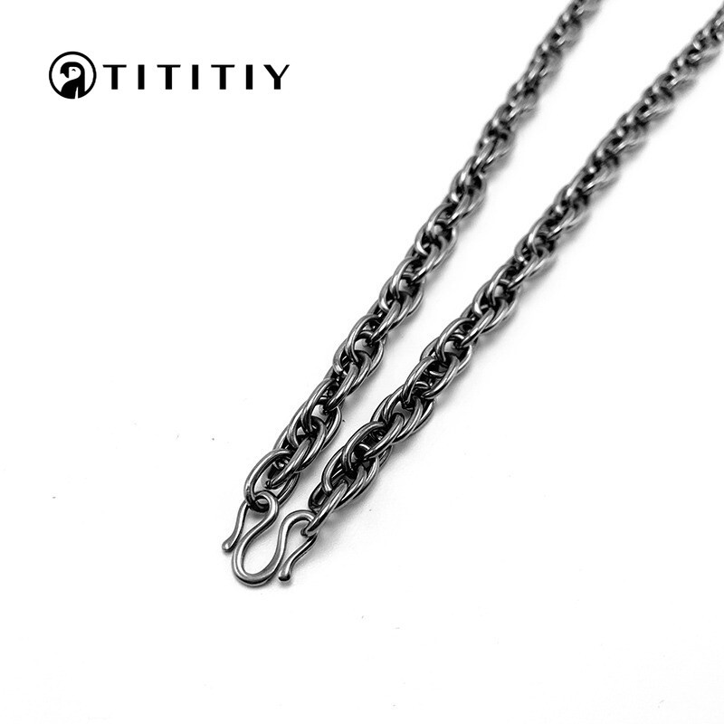 21.6/23.6/25.6 Inch Pure Titanium Twisted Necklace 7mm Anti Allergic Trend Item