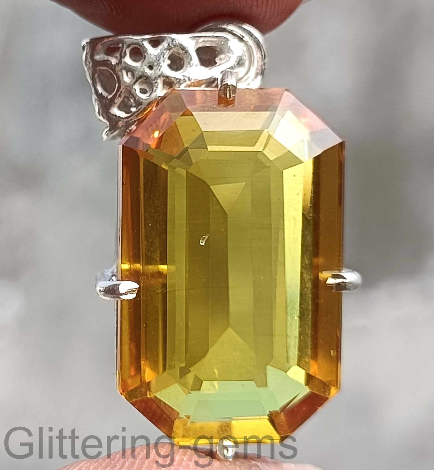 IGL Certified 40.00 Carat Sapphire Emerald Cut 925 Sterling Silver Pendant 5DDL