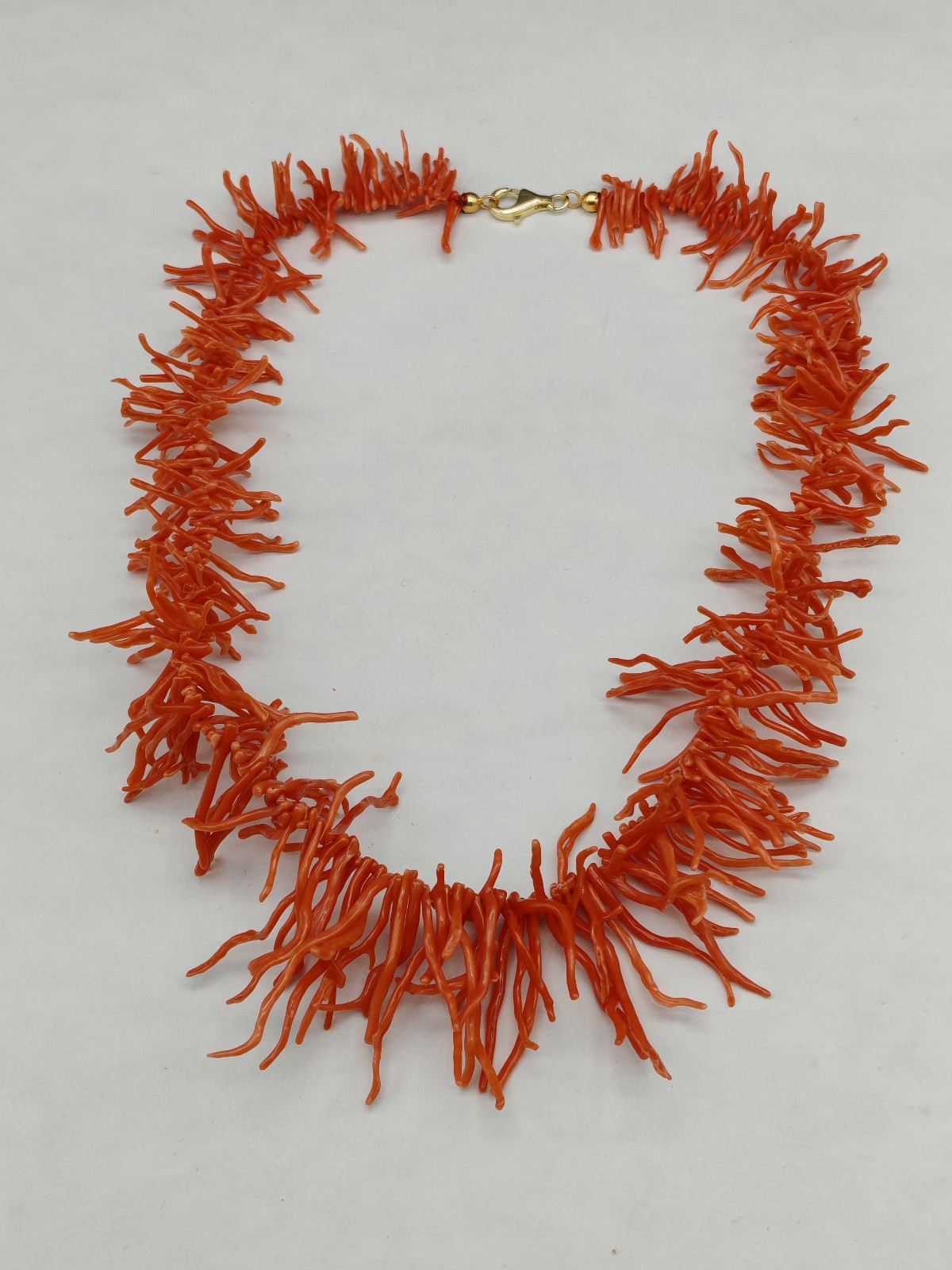 Women’s Real Red Coral Necklace of Sardinia Fringe Necklace 925 Silver