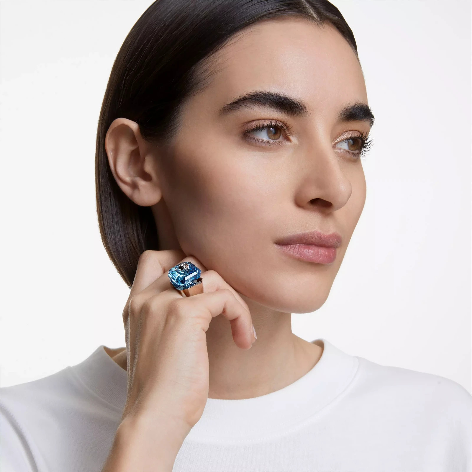 BNIB SWAROVSKI Numina Cocktail Ring Aqua /RHS Size 50 & Bag £195.00