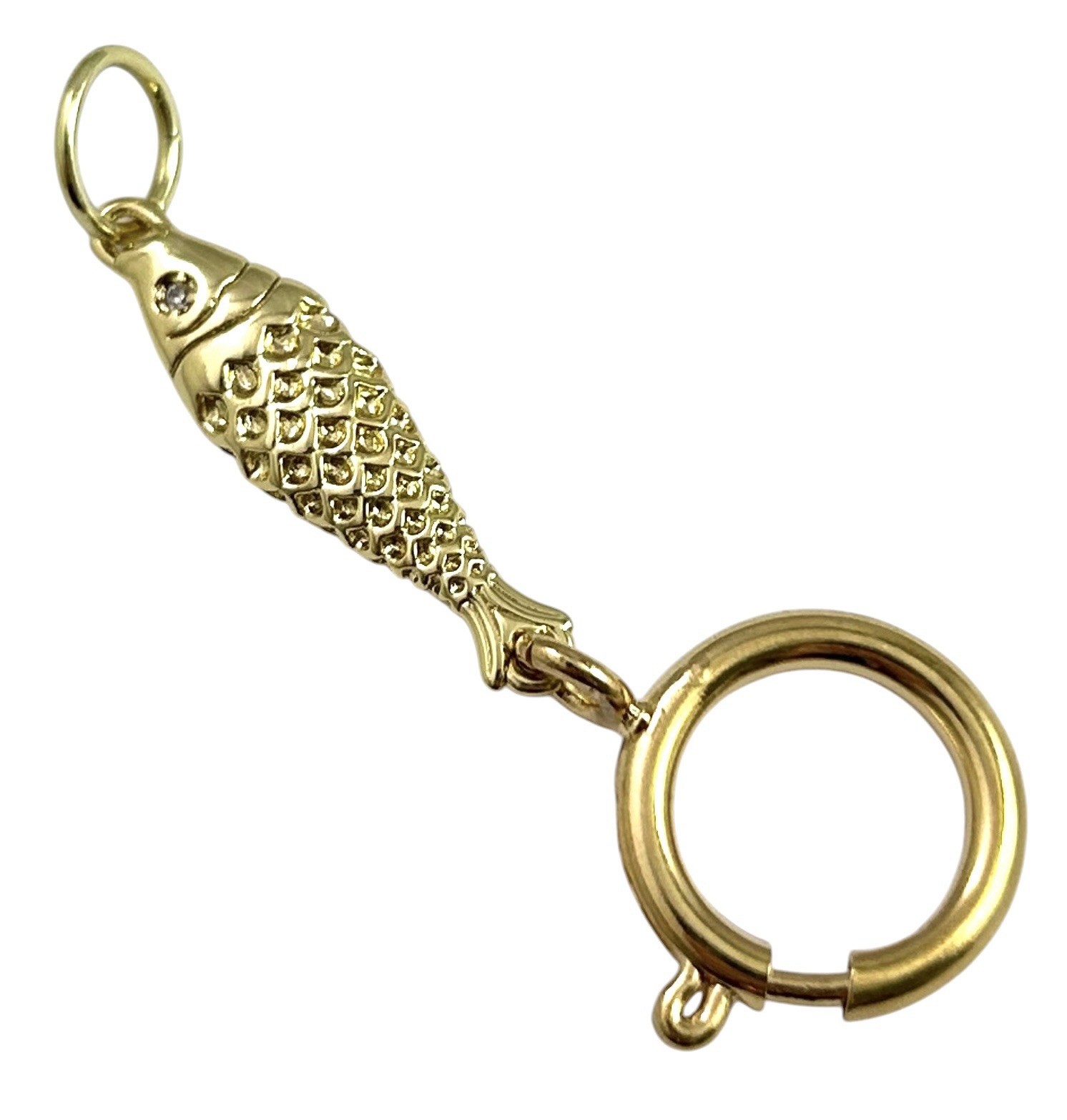 Fish Charm Holder Spring Ring Clasp Nautical Pendant Gold Plated Jewelry