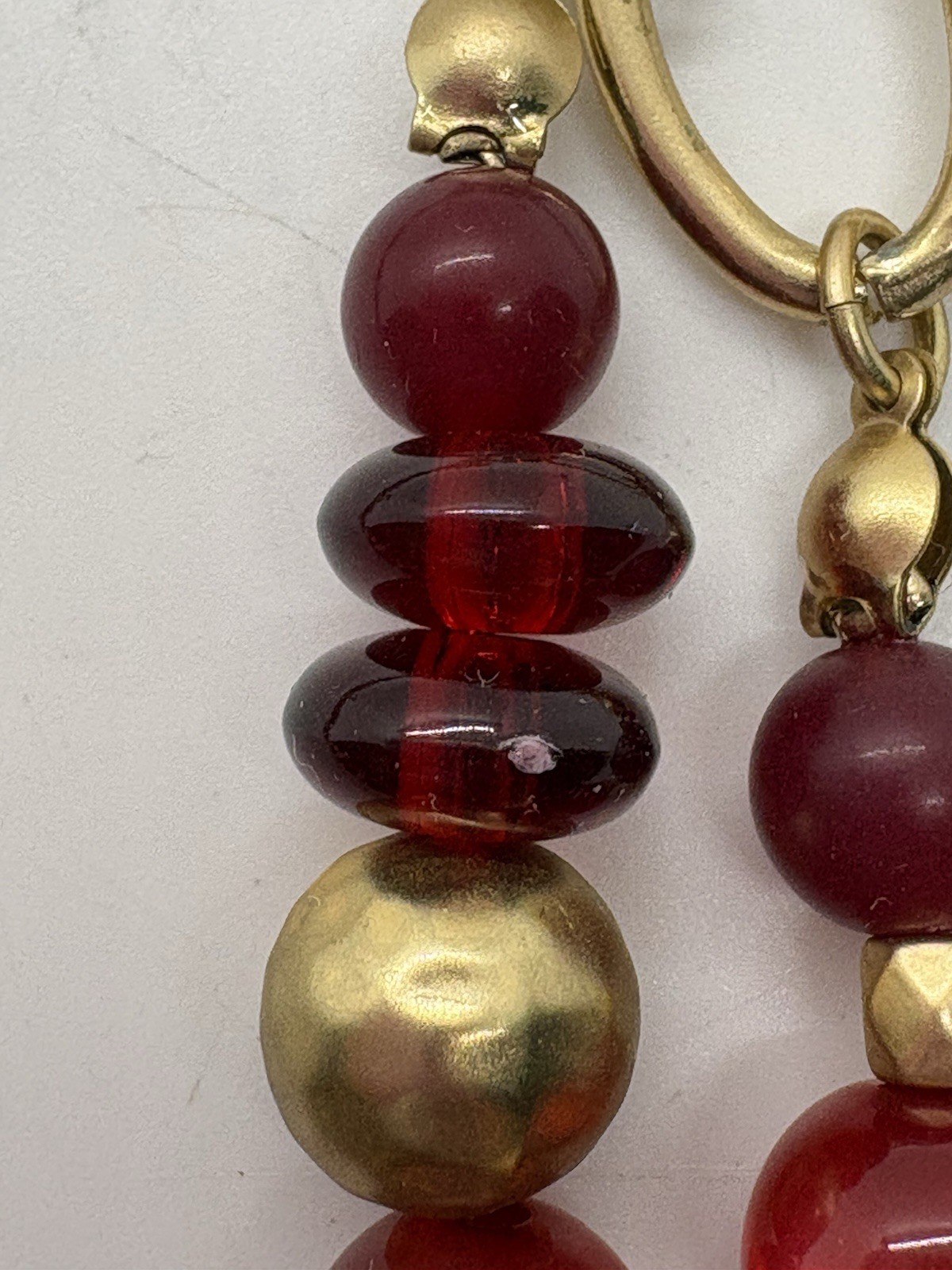 Chico’s Statement Necklace Merlot Gold Tone Chain Accent Beads SEE NOTES Ltd ED