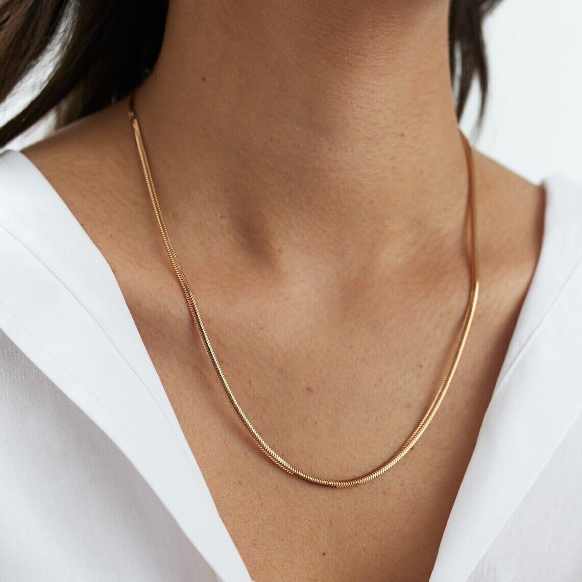 14k Rose Gold Plated Over 925 Sterling Silver Diamond Cut Snake Chain Italian