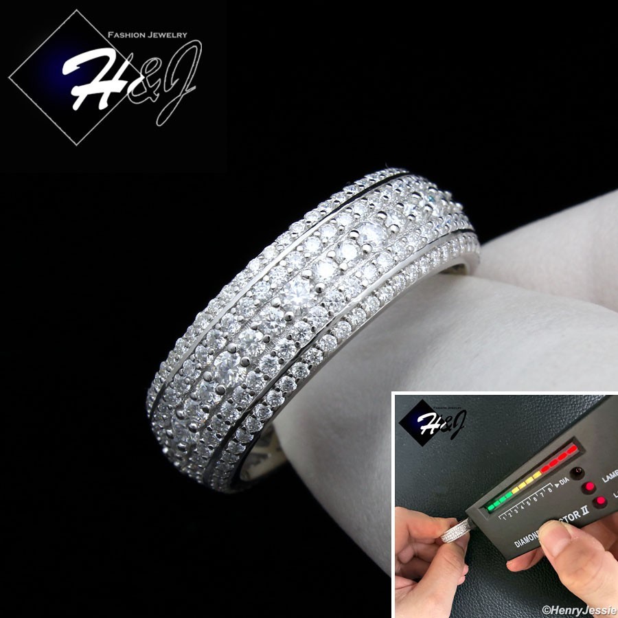 MEN SOLID 925 STERLING SILVER ICY 2.25CT MOISSANITE 8MM WEDDING BAND RING*MSR251