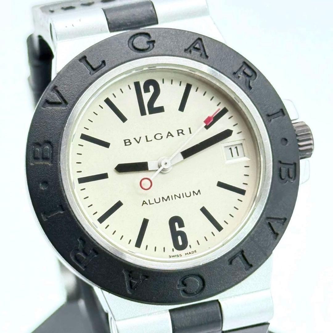 Bvlgari AL38A Automatic Aluminum Men’s Watch White Date Japan 0711936