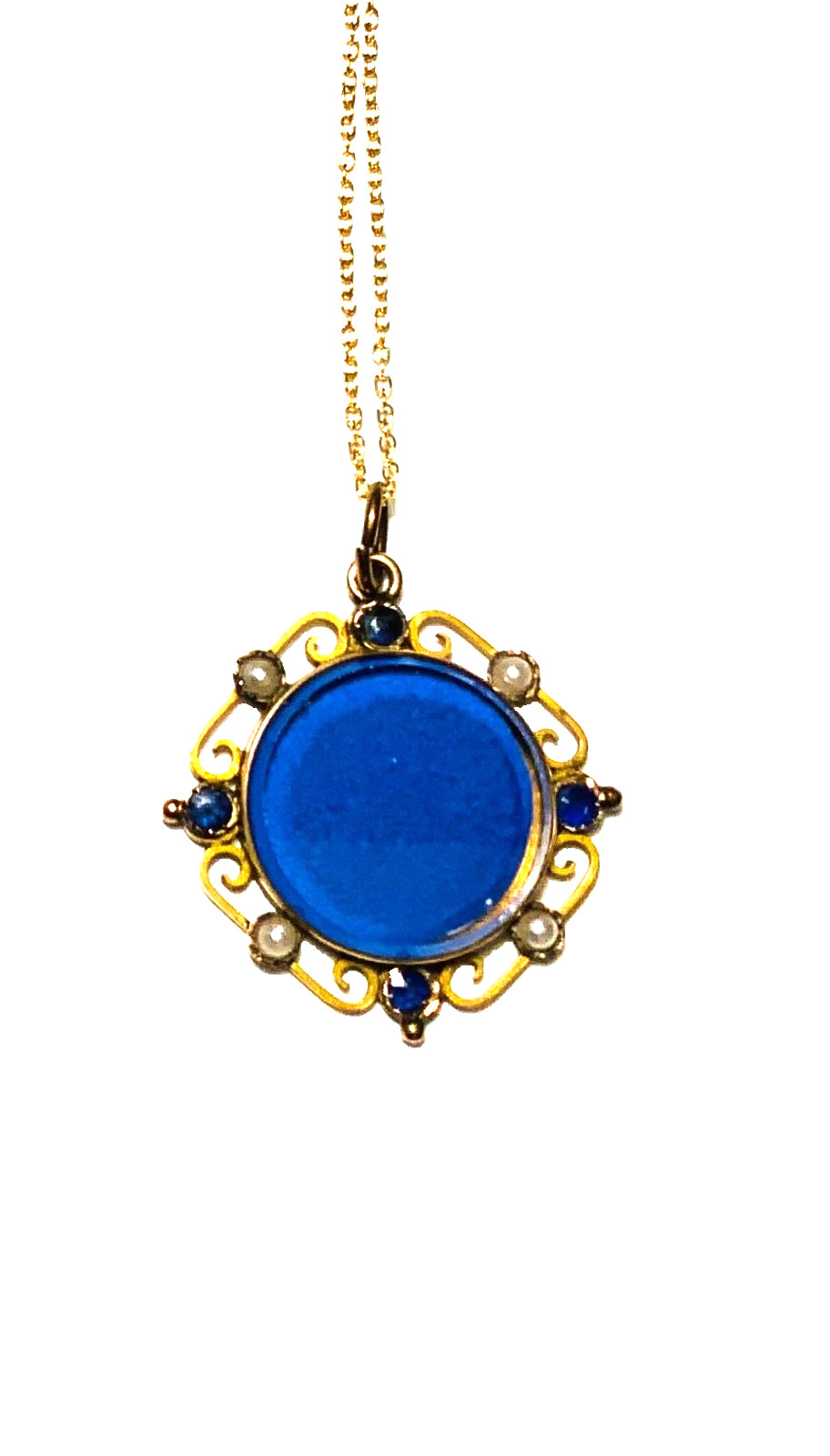BEAUTIFUL! 9CT GOLD TOURMALINE GEMSTONES & PEARLS 2 Glass Covers LOCKET Necklace