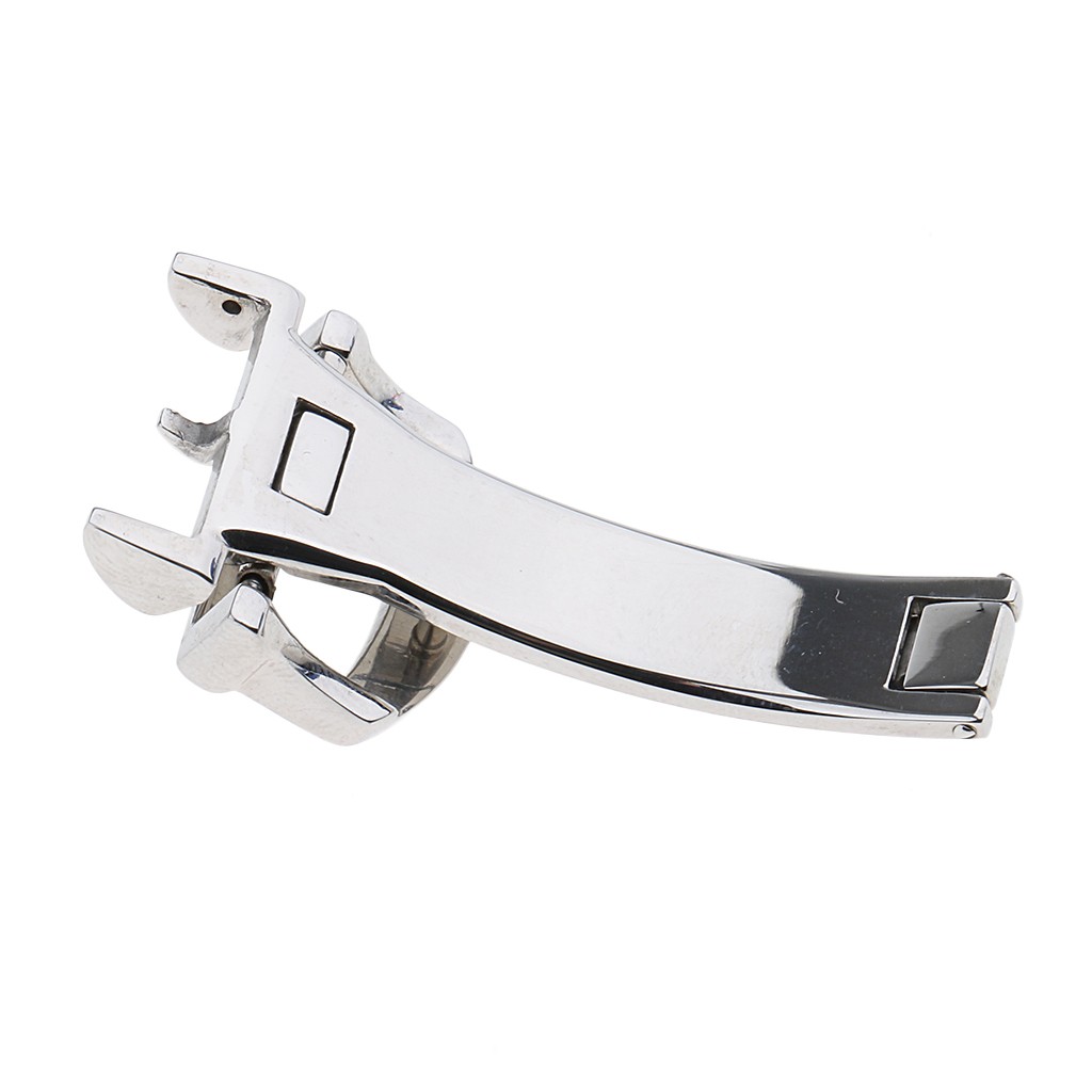 16mm Silver Stainless Steel Deployment Clasp Folding Buckle For Leather Watch