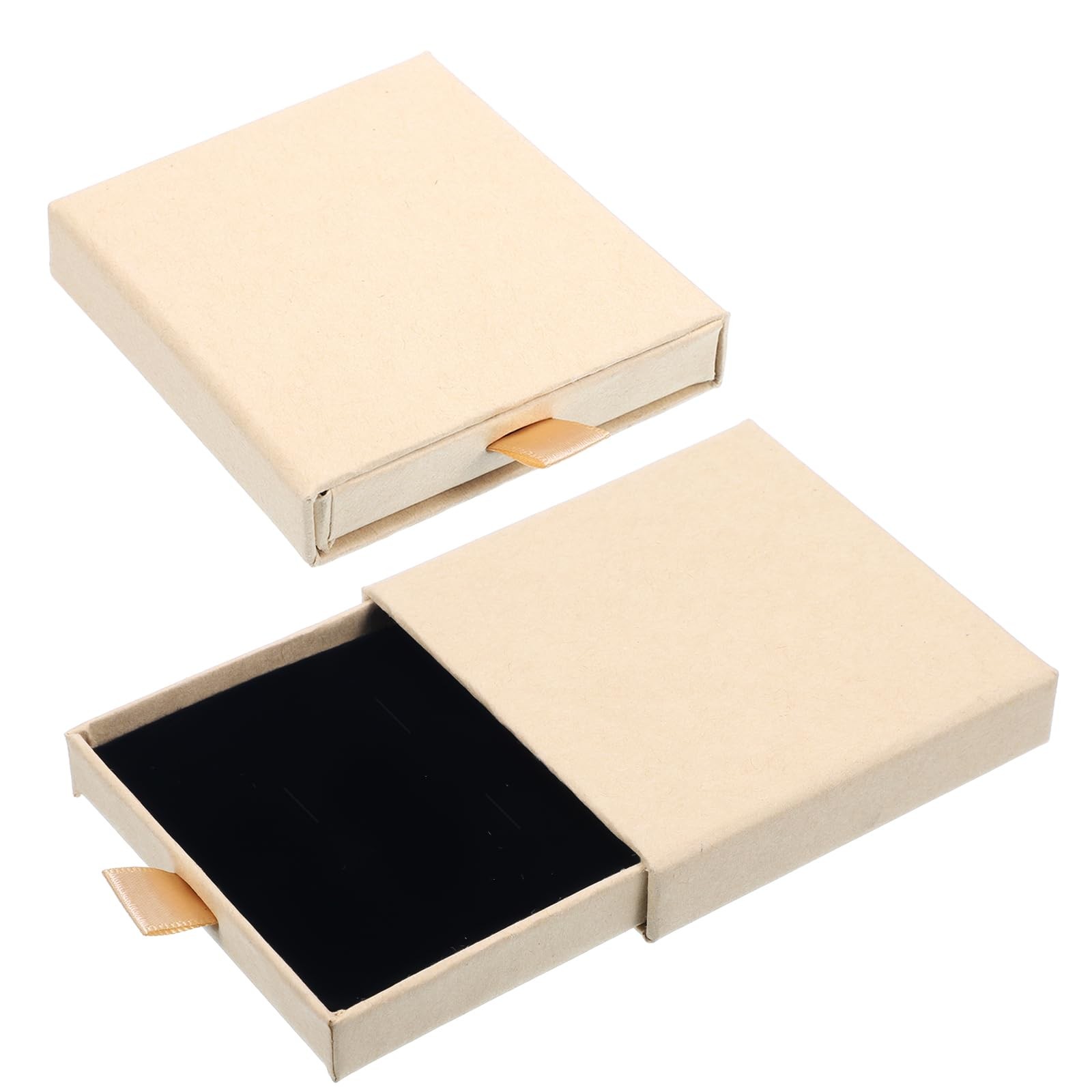 Thinp 2 Pcs Small Jewelry Gift Box, Cardboard Boxes with Lids Brown