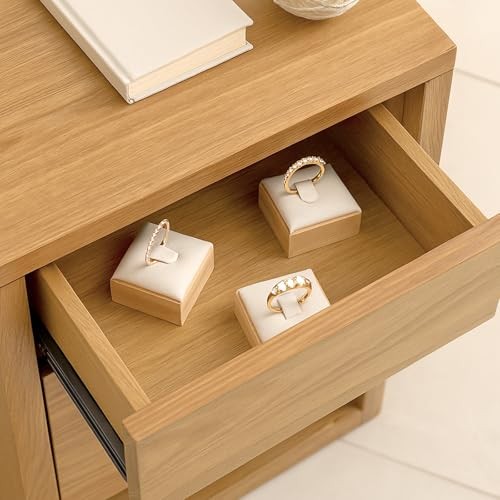 Bamboo Pcs Rings Display Stand for Selling Velvet Jewelry Ring Holder 12