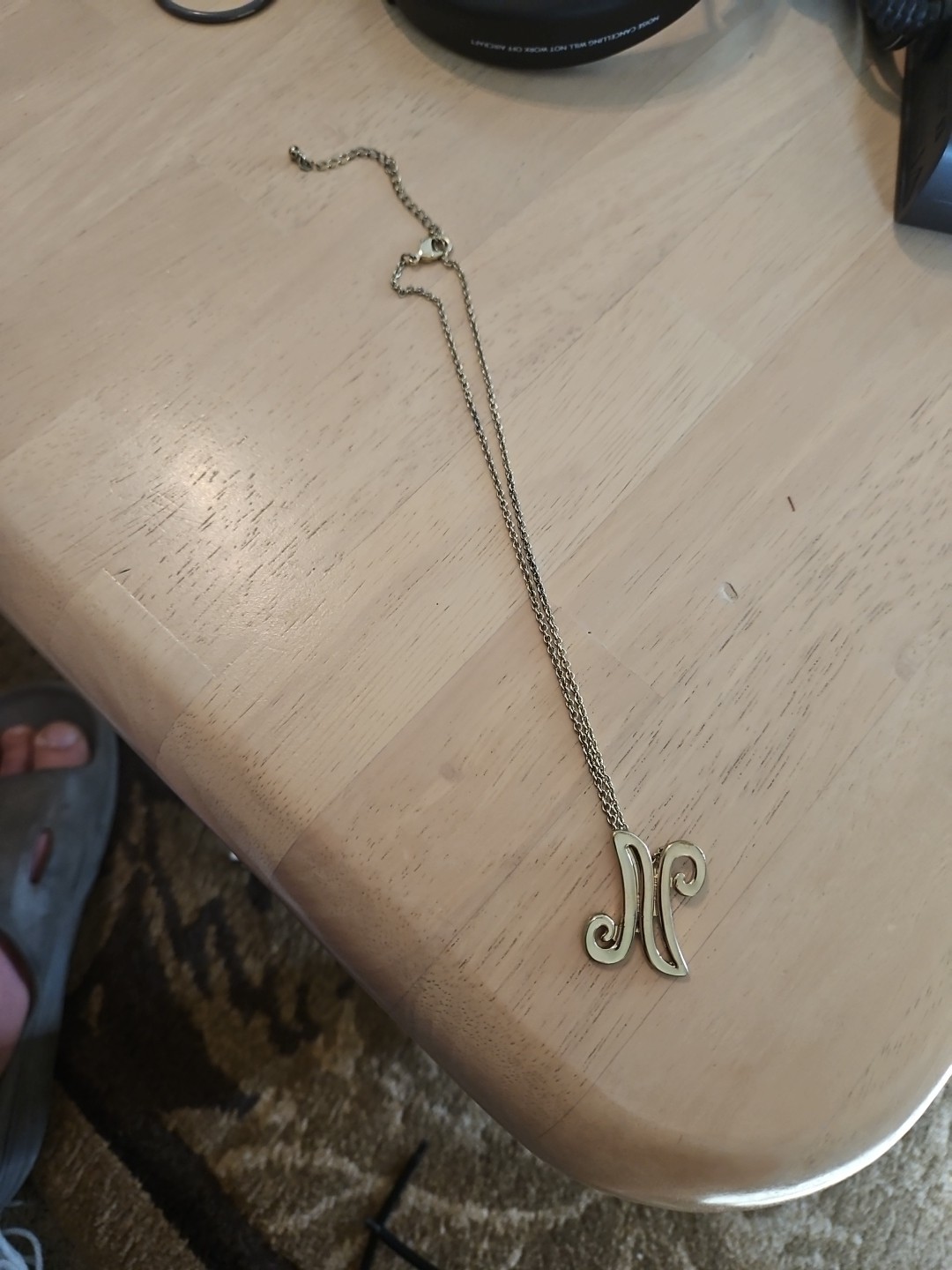 Dainty Gold Colored Necklace for Women With The Letter N Permanently Attached