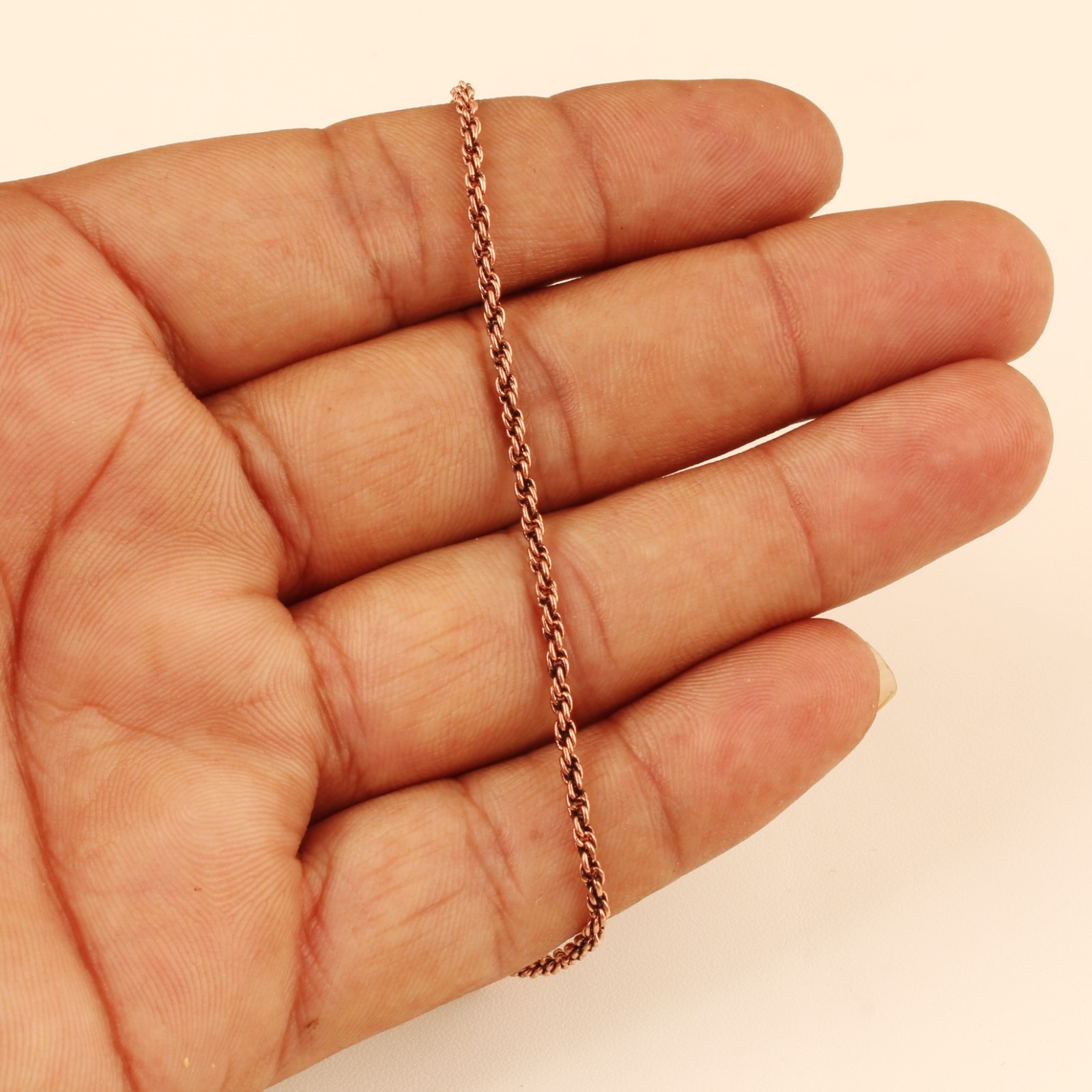 Pure Copper Wheat Chain Anklet for Women Handmade Minimalist Lobster Clasp