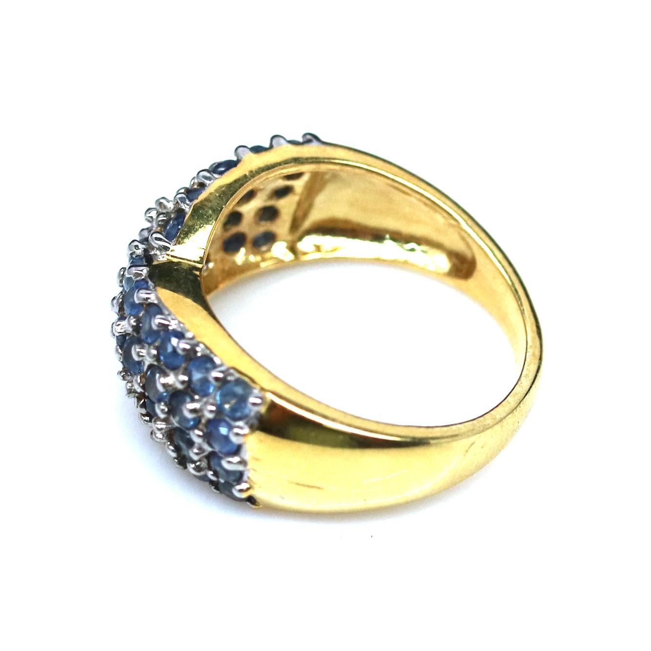 925 Sterling Silver 18K Gold Plated Blue Sapphire Ring Size 6