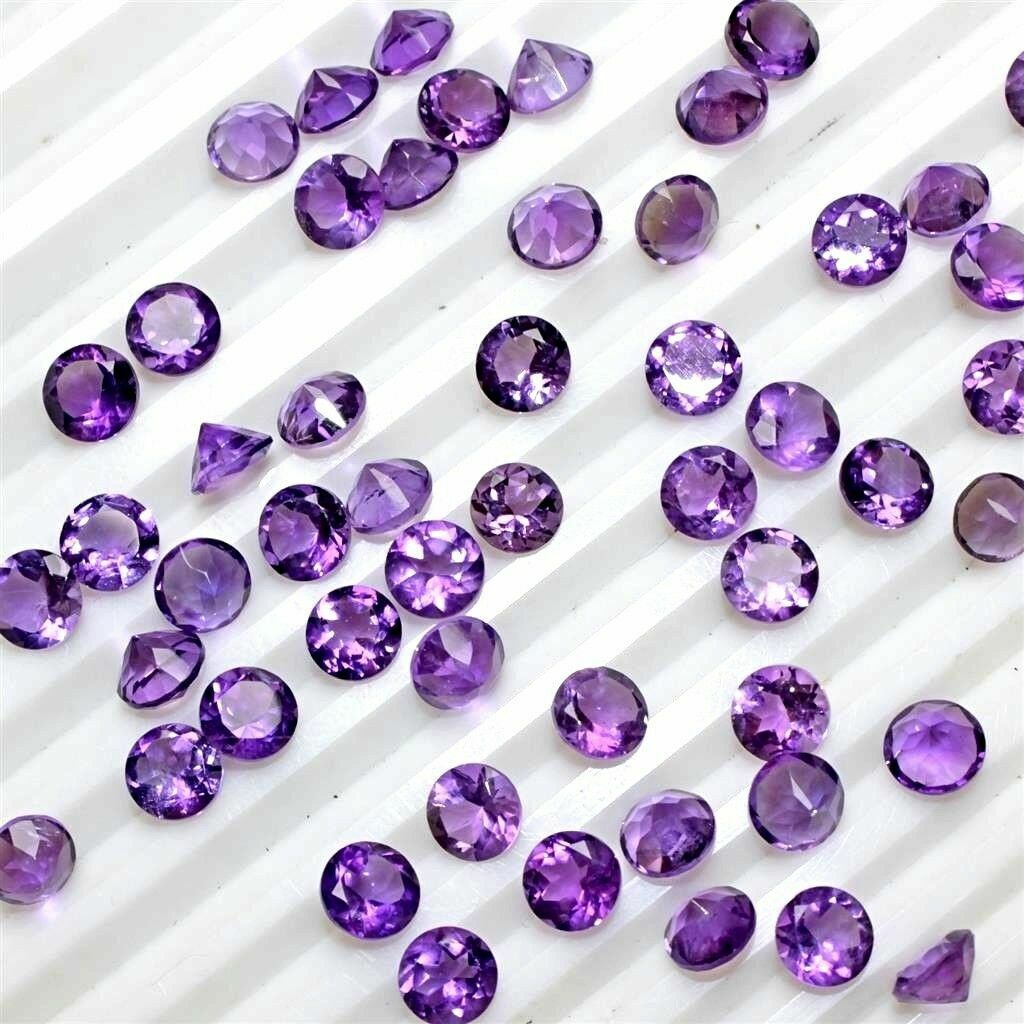 Wholesale Lot 4mm to 7mm Round Cut Natural African Amethyst Calibrated Gemstone