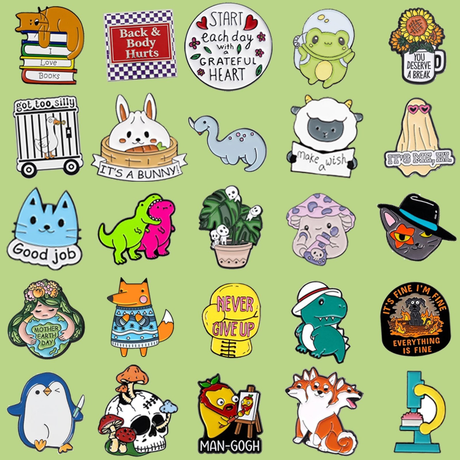 Cute Enamel Pins Set – 20/40/50 PCS Funny Backpack & Hat Lapel Badges, Aesthetic
