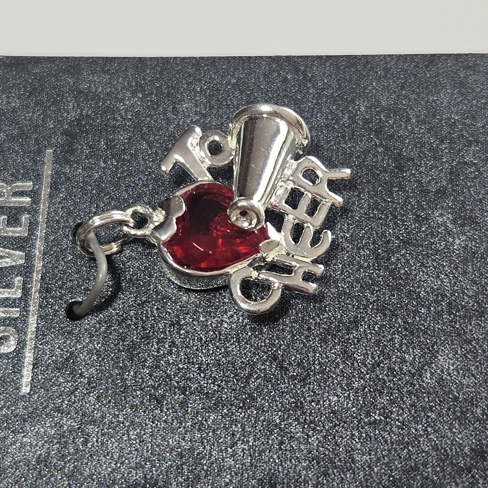 JCF Red Rhinestone Heart Cheer Charm Sterling Silver Nwt Cheerleading