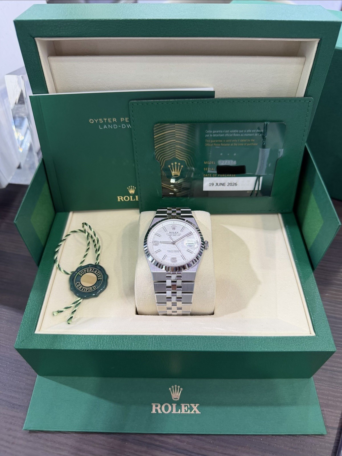 2026 Rolex Land-Dweller 40MM White Dial Flat Jubilee (127334) FULL SET!!(Unworn)