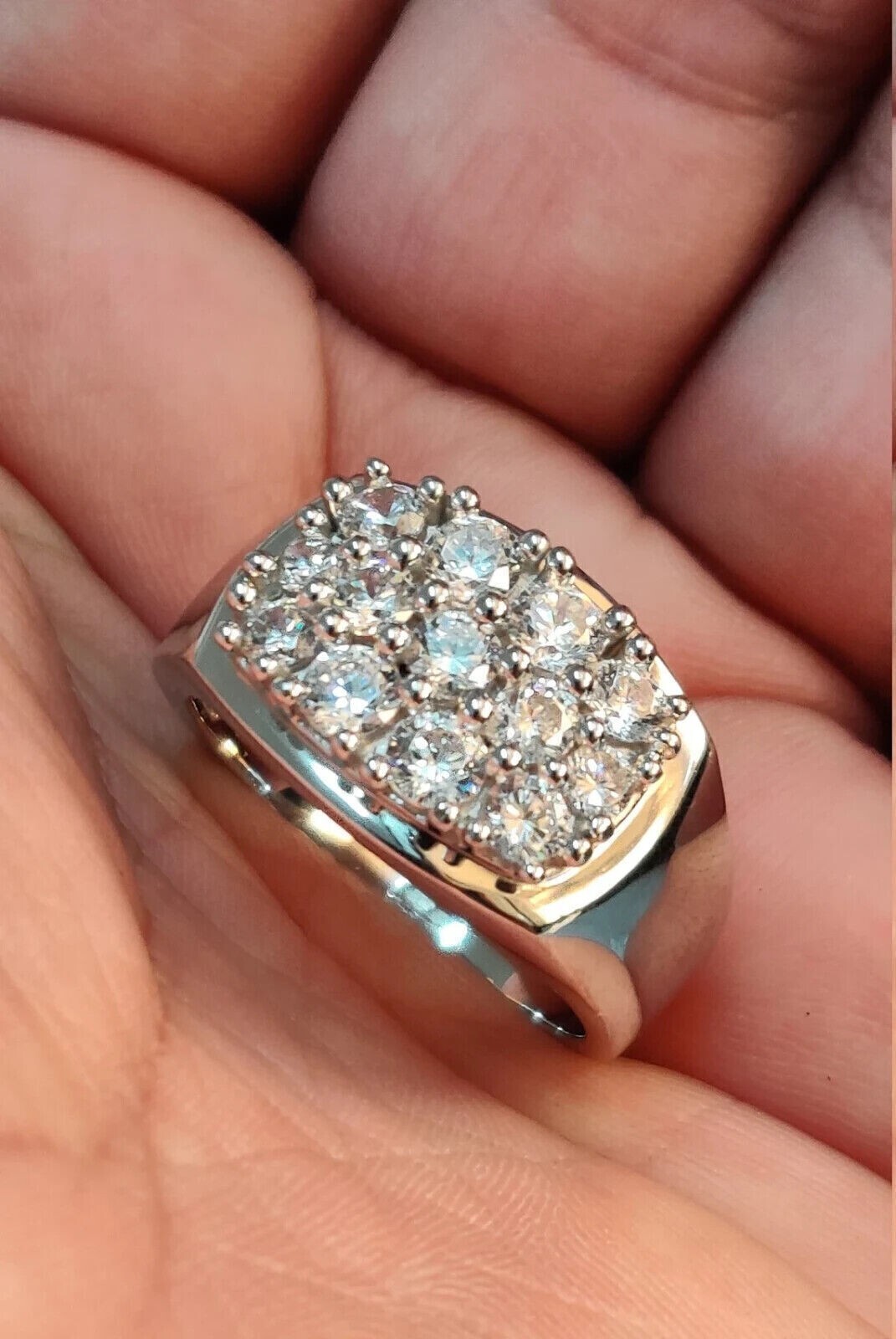 1.50Ct Round Cut Lab Grown Diamond Men’s Ring For Anniversary 14K White Gold