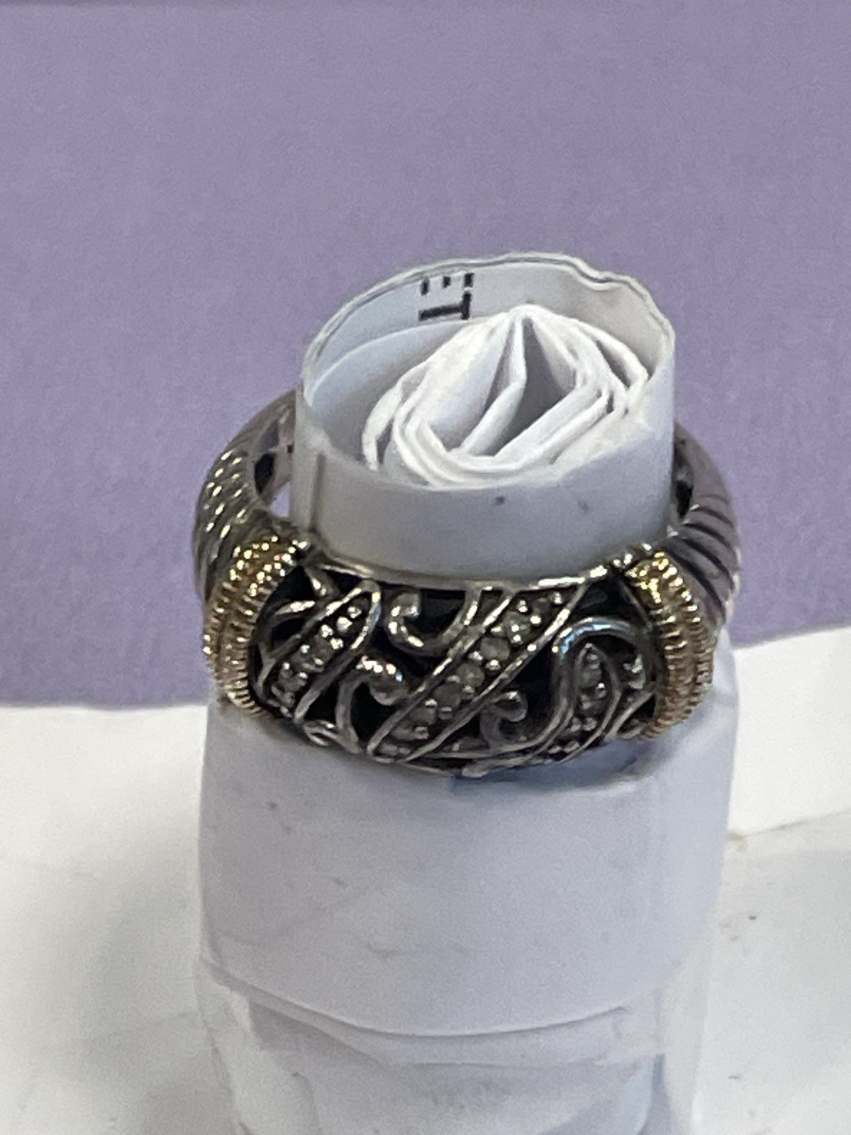 MIDAS LOVELY STERLING 14K RING SIZE 7 ESTATE PC.