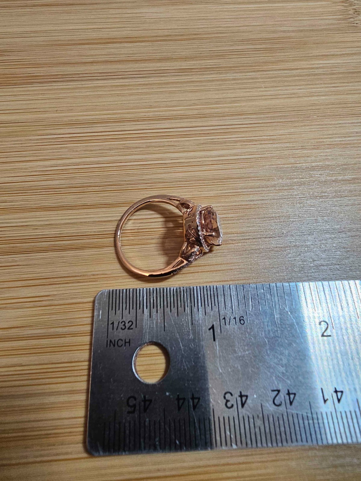 EFFY Collection Oval Morganite Rose Gold 1/4 Ct. Diamond Ring 14K 4.3 grams