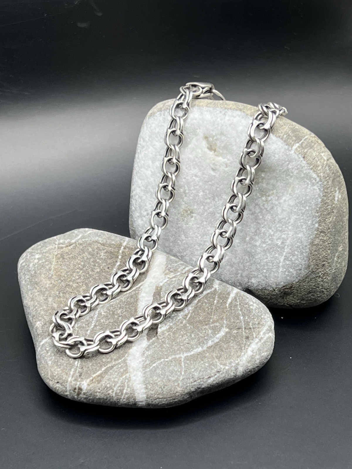Vintage Elegant 925 Silver Rolo Chain Bracelet 9 In