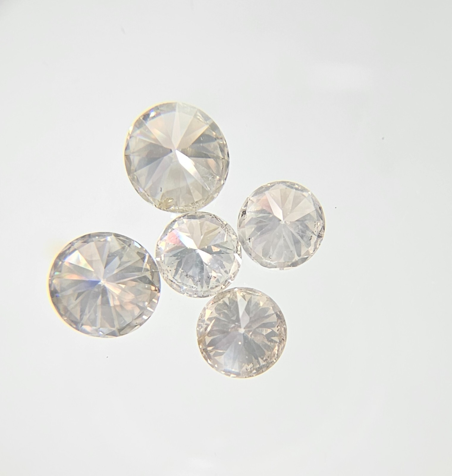 5pcs (size in description) Natural Round Light Greyish Brilliant cut Round fancy