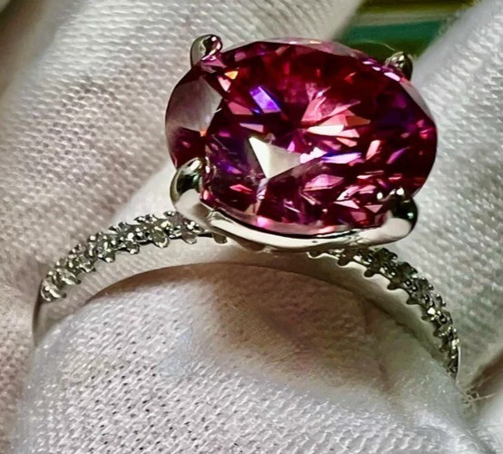 5.00 Ct Certified Round Shape Natural Pink Diamond Ring VVS1 White Gold Finish