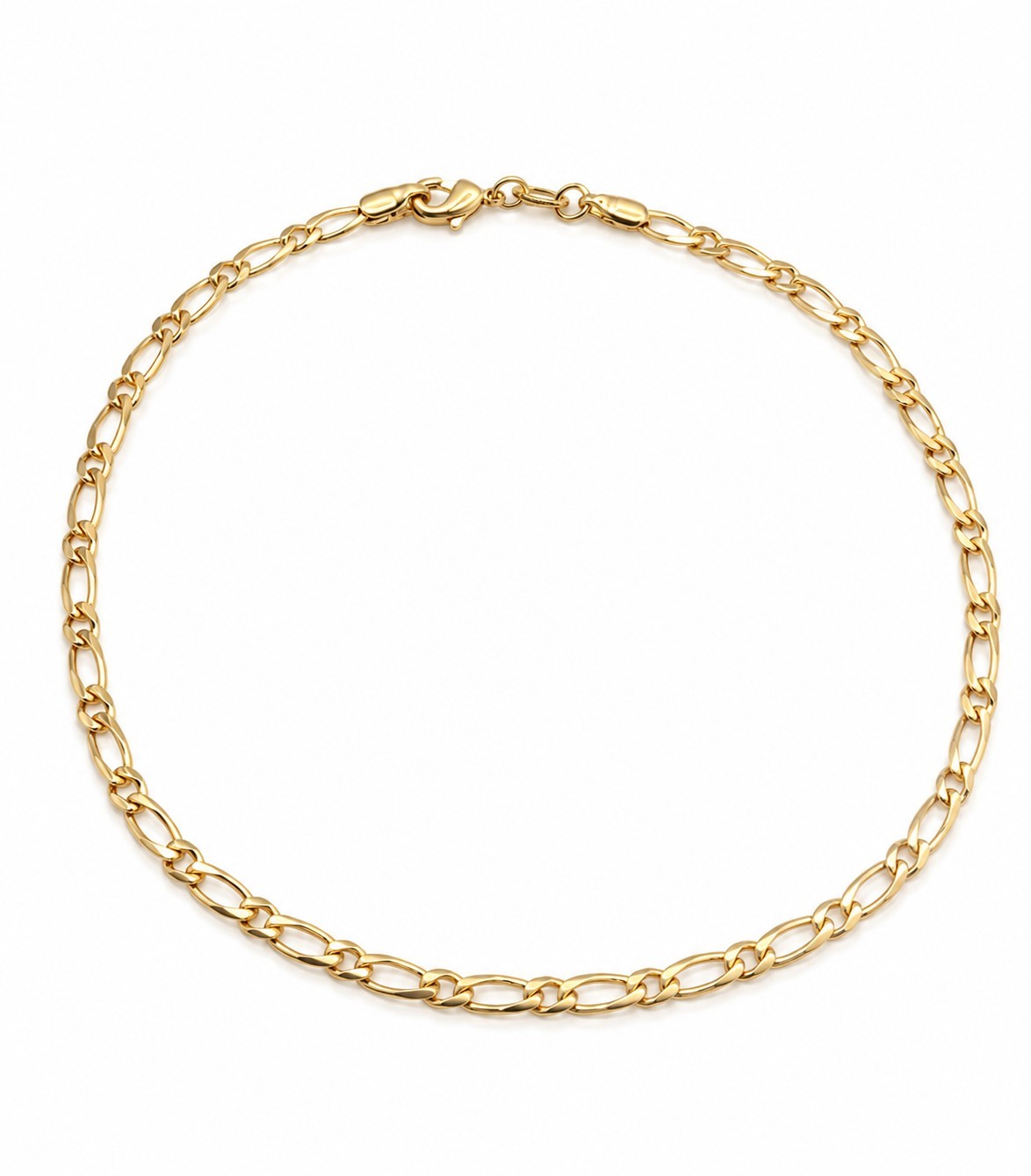14K Gold Filled Anklet 10″ 4mm 3×1 Figaro Chain Ankle Bracelet for Women