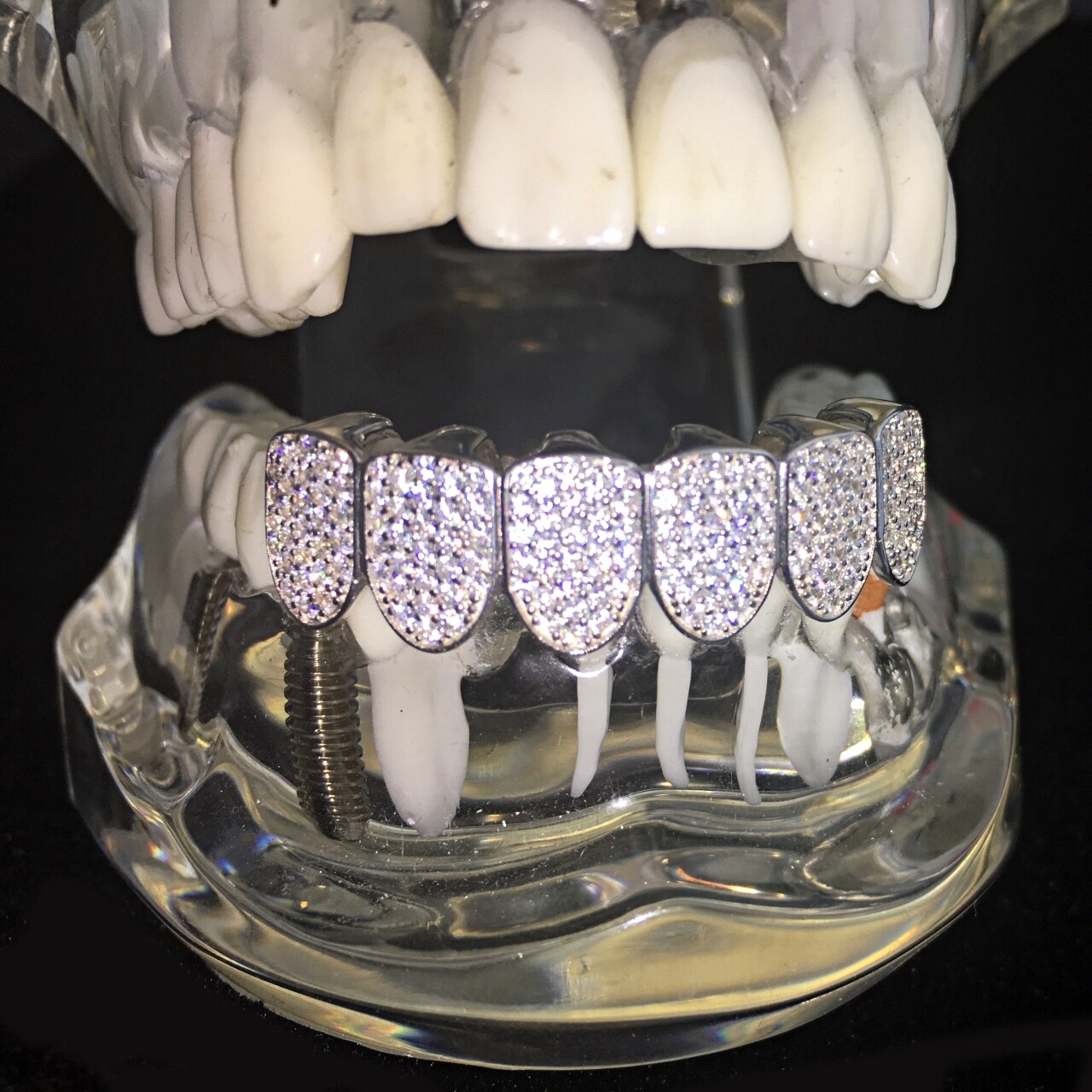 Real 925 Sterling Silver Grillz Micro Pave Iced Flooded Out CZ Bottom Teeth