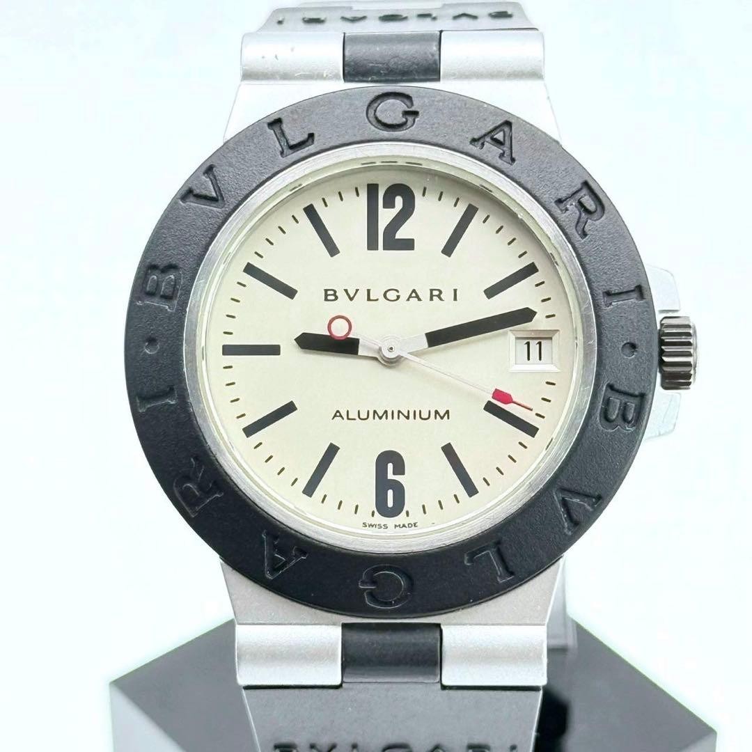 Bvlgari AL38A Automatic Aluminum Men’s Watch White Date Japan 0711936