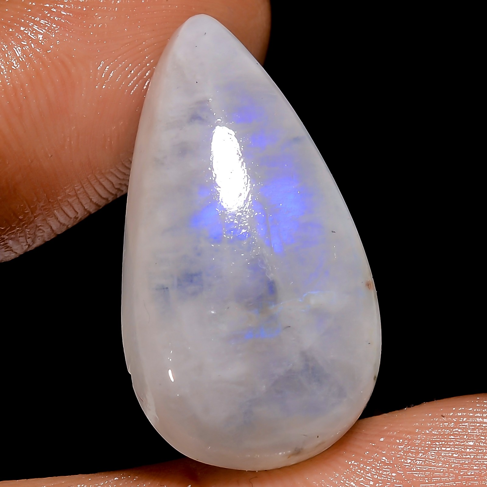 100% Natural Rainbow Moonstone Pear Cabochon Gemstone 22 Ct. 26X13X6 mm X-28711