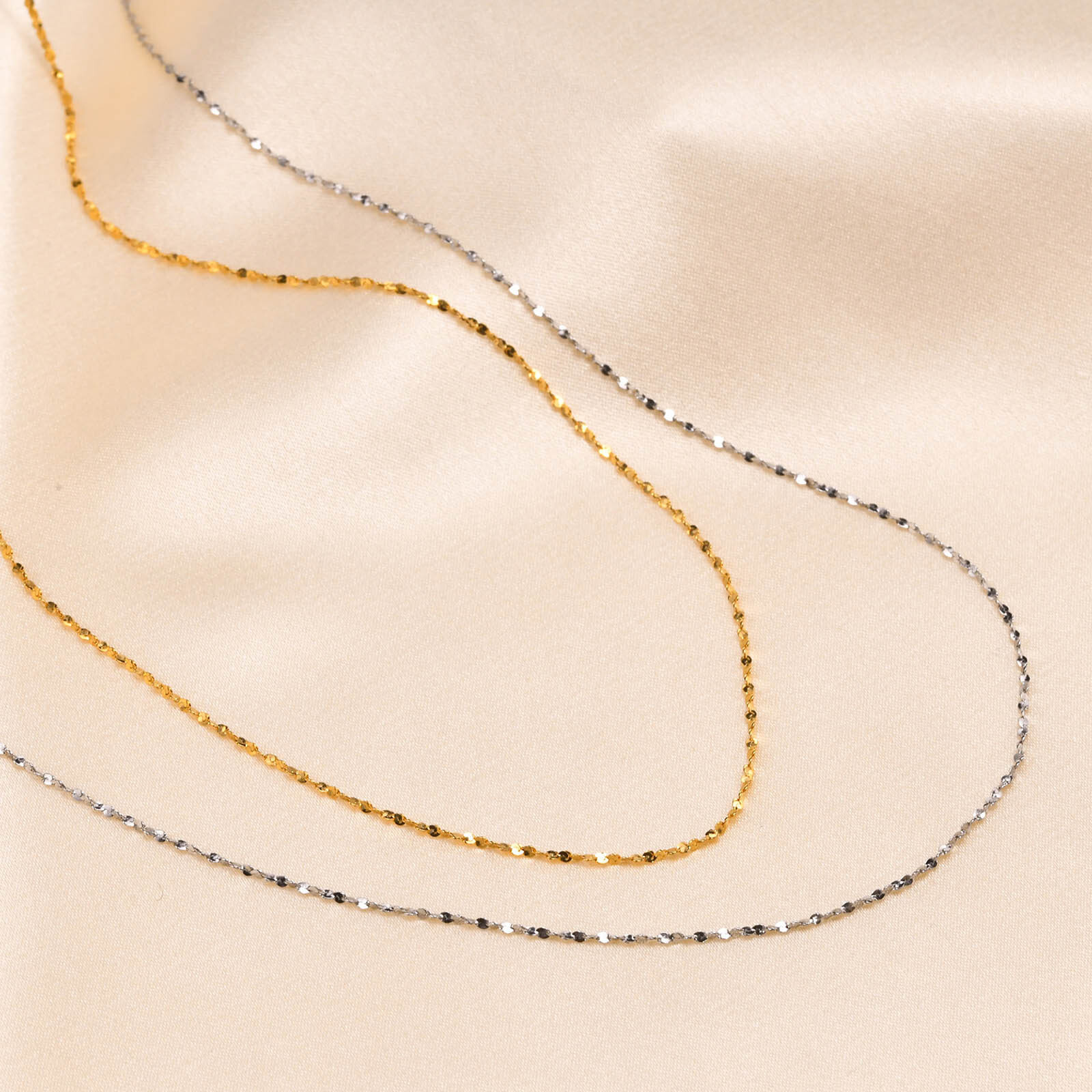 1mm Women’s Chain Wedding Necklace 18K Gold/Silver 316L Stainless Steel 45+5cm