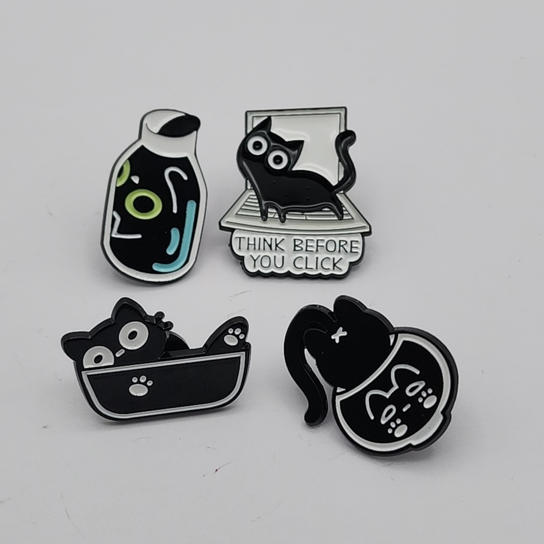 x4 Enamel Pin Cat Cute Black Kitten Funny Cat Lady Gift Backpack