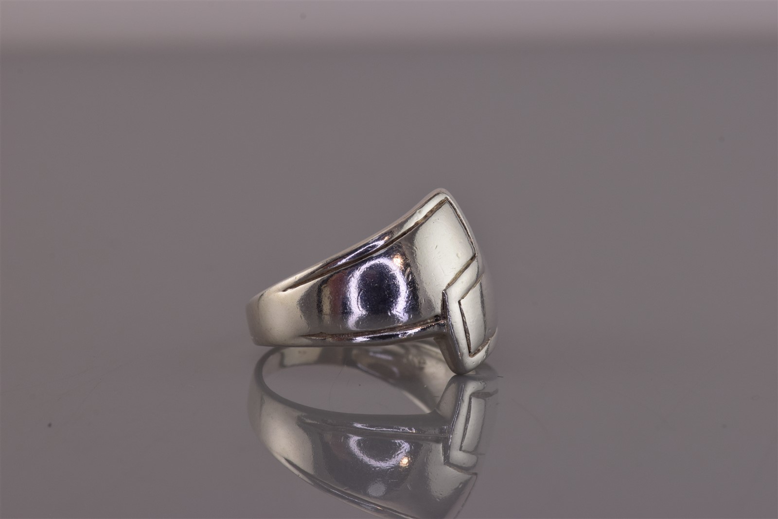 Sterling Silver Bordered Tapered Paddle Wrap Band Ring 925 Sz: 7