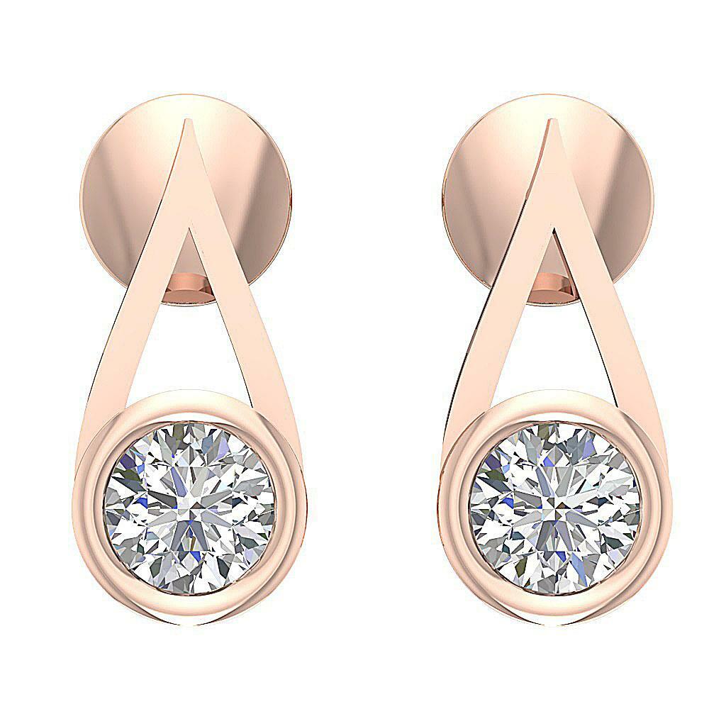 Dangle Earrings SI1 G 1/2Ct Round Cut Diamond 14K White Gold Appraisal 0.47Inch