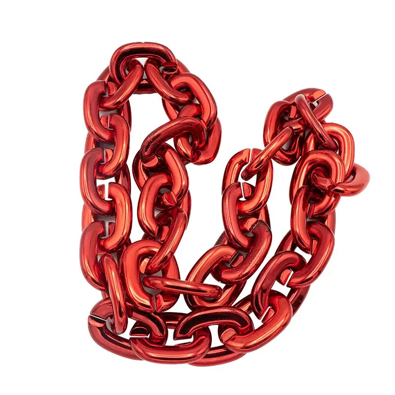 Red Hip Hop Large Acrylic Thick Plastic Cuban Link Chain Necklace 32in 80cm
