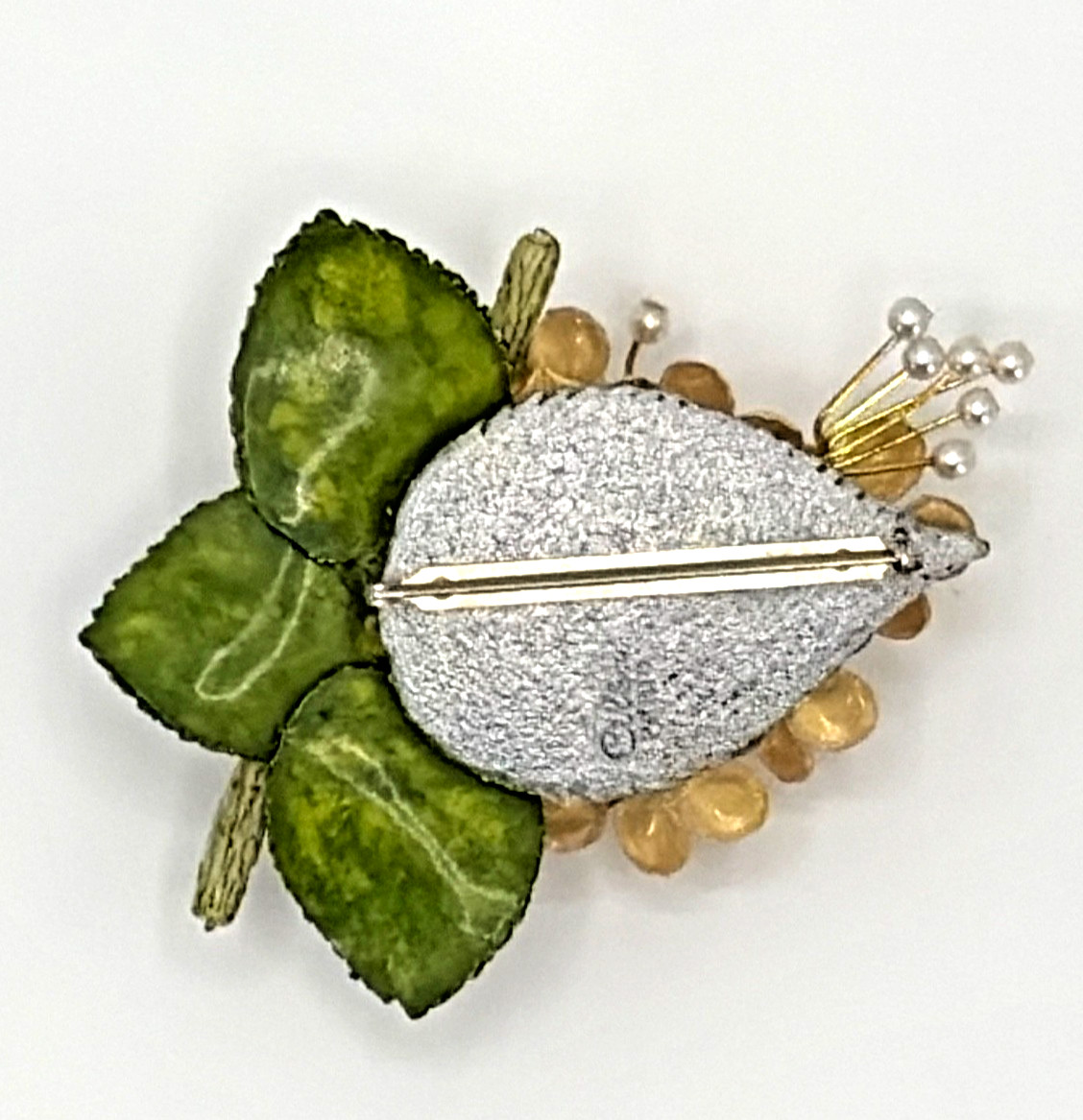CILIA BIJOUX PARIS Floral Brooch Hand Cut & Molded w/Emaline Resin in France