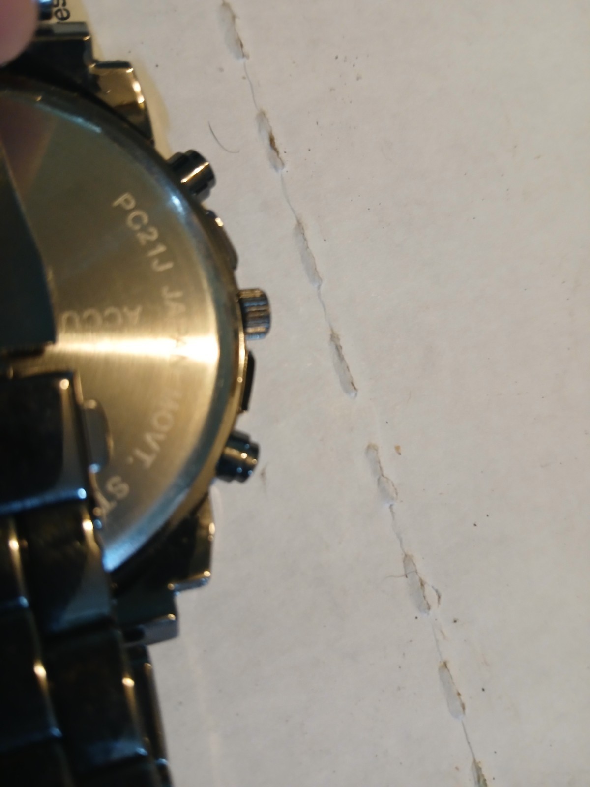 Accutime Watch Corp Men’s 8” Black Watch Metal BAND AND STONES