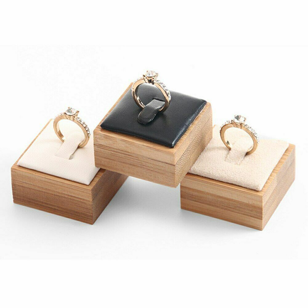 Bamboo Ring Jewelry Display Stand Holder Showcase Organizer Storage