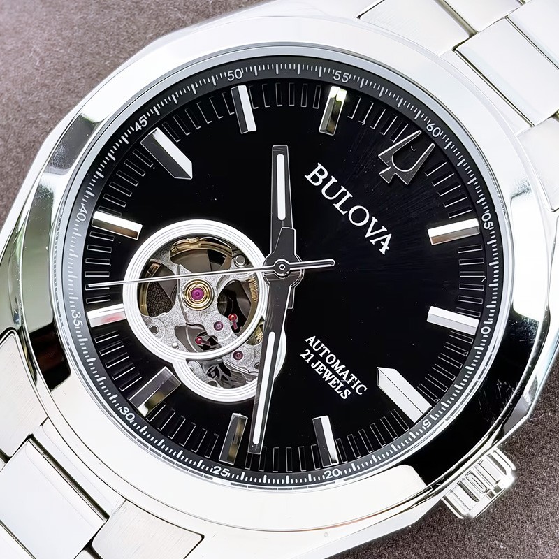 Bulova Surveyor 96A270 Automatic Black Dial Silver Strap Automatic Men’s Watch