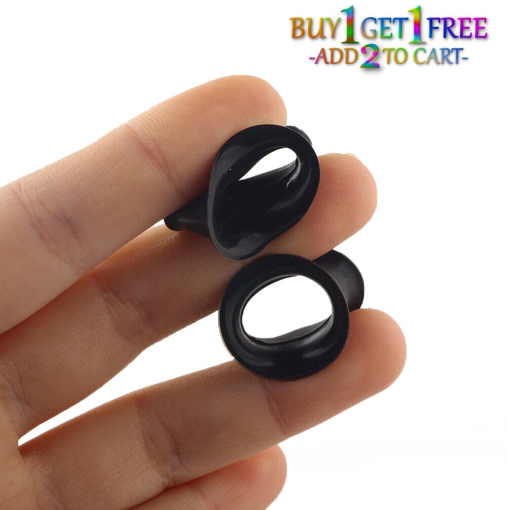 Pair 8g-40mm BLACK SILICONE EARSKIN TUNNELS Double Flare Gauges Thin Flesh 3052
