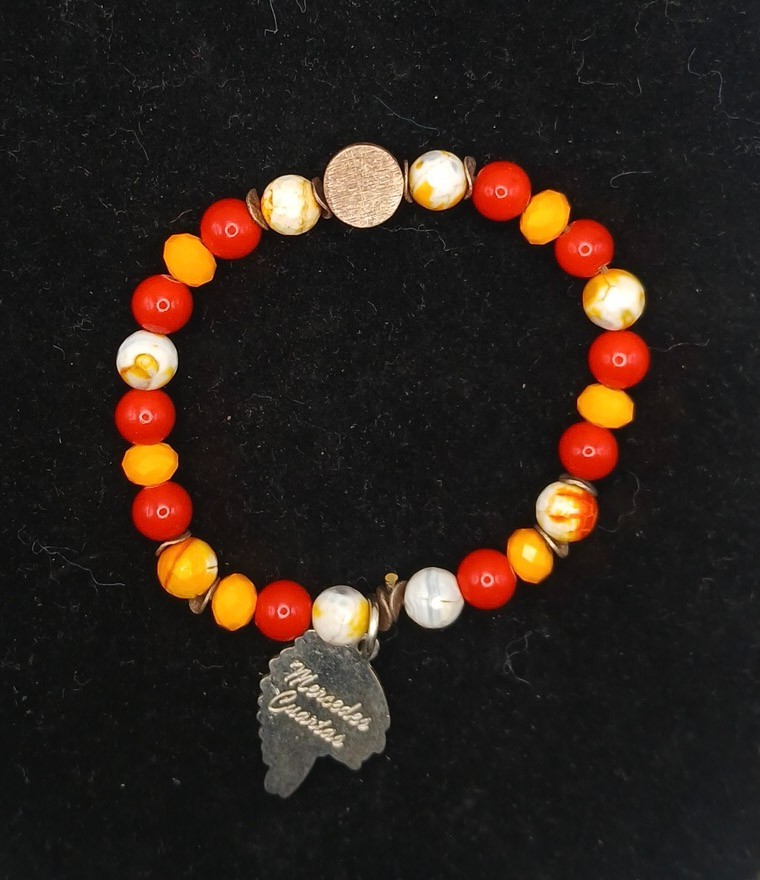 Handmade Beaded Bracelet with Indian Chief Charm Colorful Artisan Jewelry