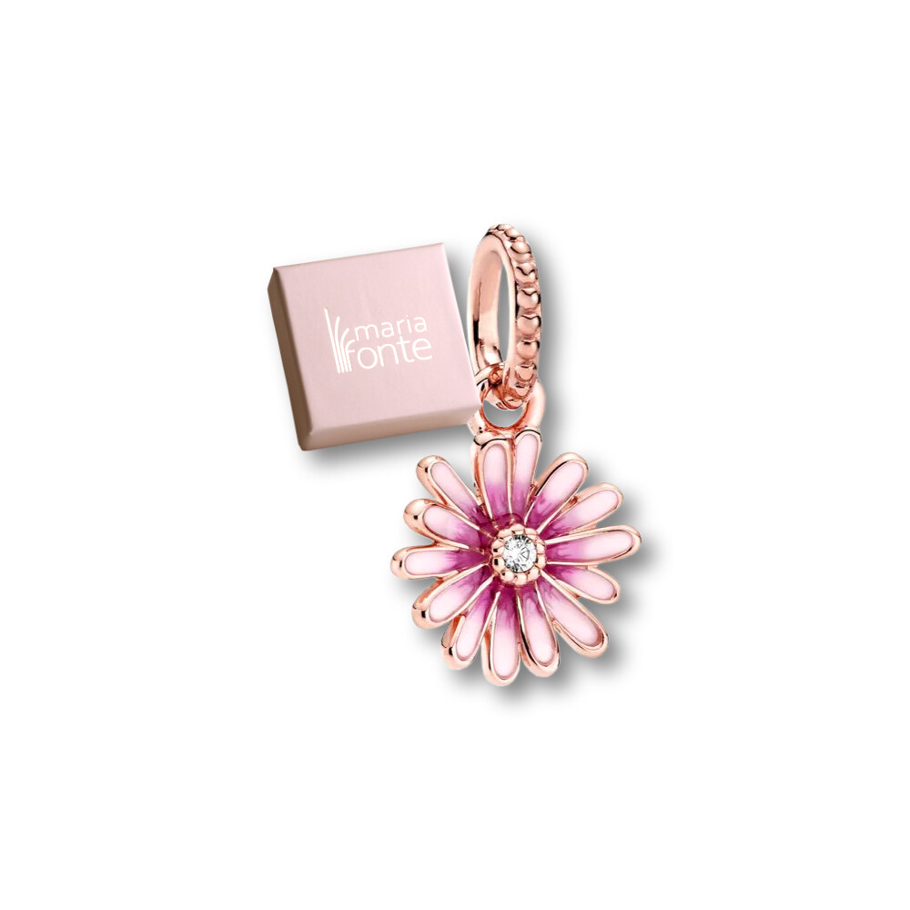 MariaFonte Bead Charm Daisy Flower Pink Silver 925 Compatible