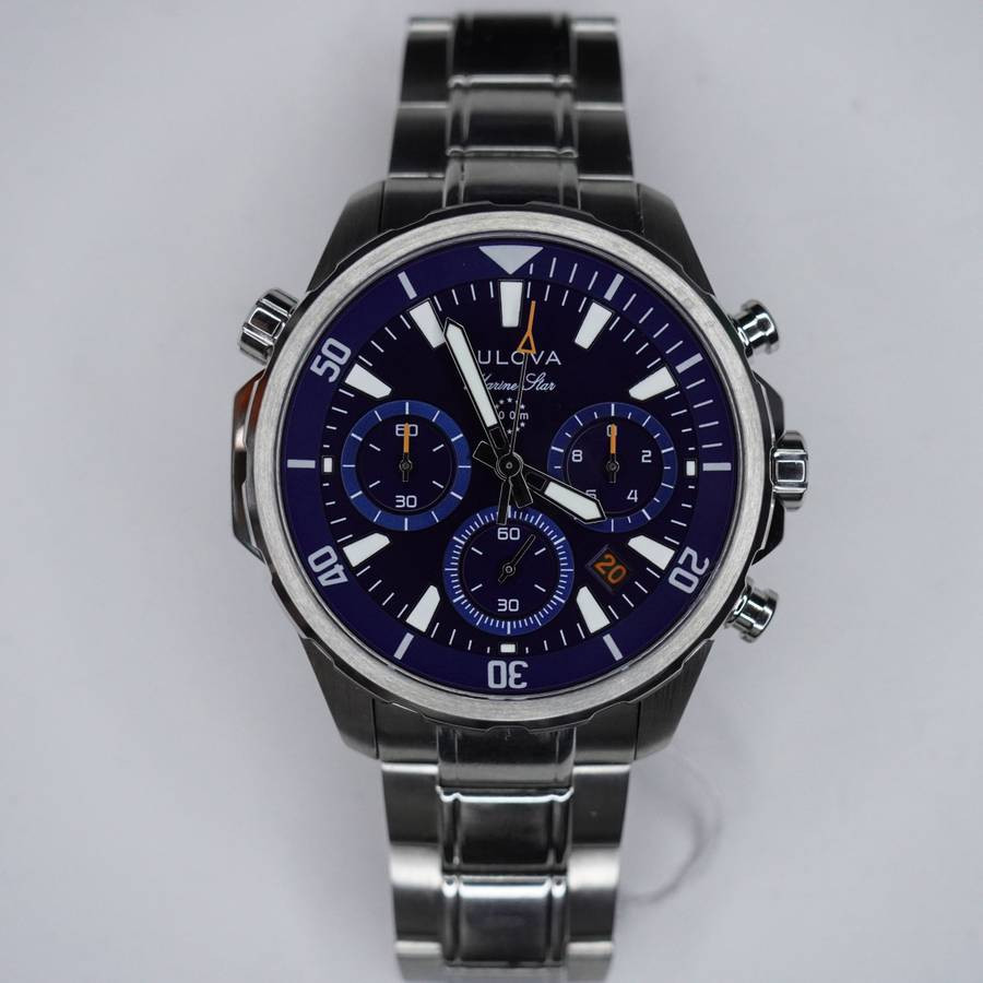Bulova Marine Star 96B256 43mm Blue Dial Men’s Quartz Watch New with Box