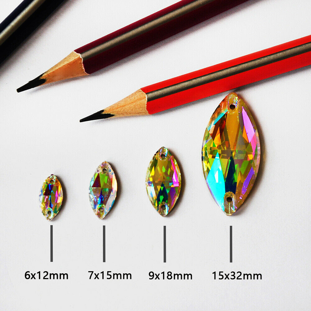 Navette Flat Back Glass Beads Sewing Strass Rhinestone Sew On Stones And Crystal